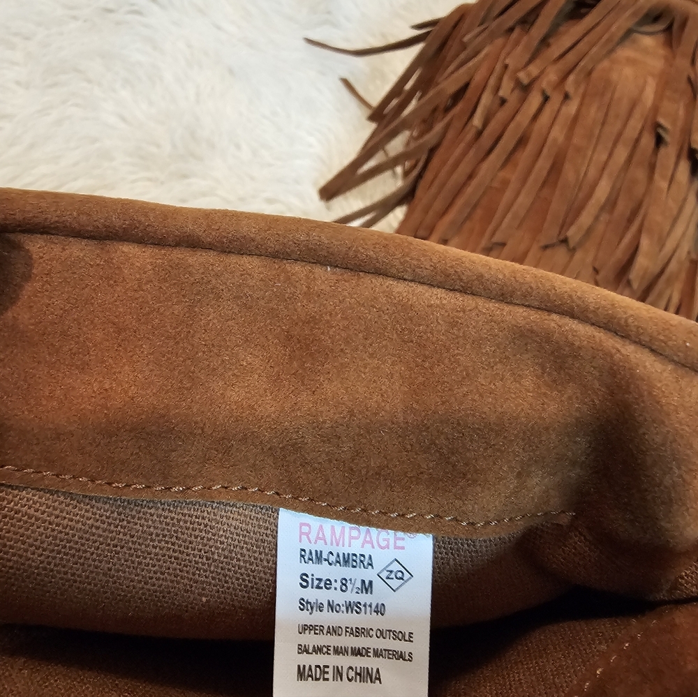 Rampage Tan Suede Fringe Boots